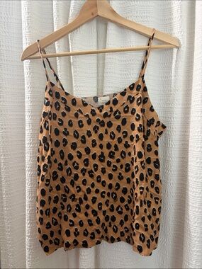 Leopard Print Cami Tank Top - Tan/Black